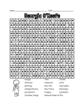 Preview of Georgia O'Keefe Word Search