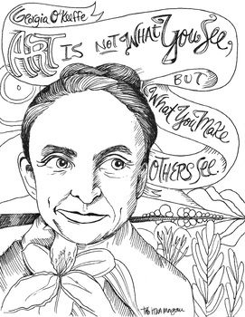 Preview of Georgia O'Keeffe quote coloring page