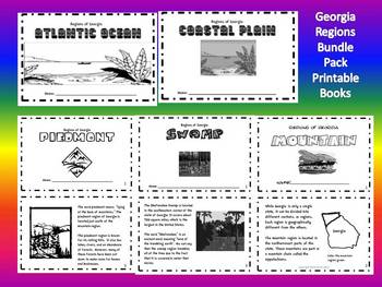 Preview of Georgia Regions Printable Book Bundle Pack-Common Core