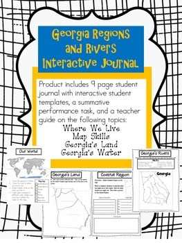 Preview of Georgia Regions and Rivers Interactive Journal