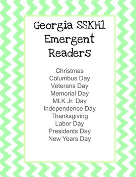 Preview of Georgia SSKH1, SSKG1 Holiday Emergent Readers *black and white & color*