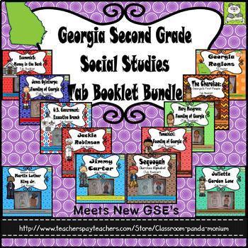 Preview of Georgia Second Grade Social Studies Tab Booklet Bundle