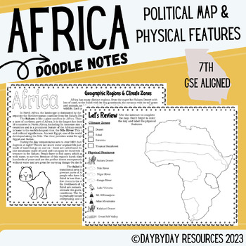 Preview of Africa Political Map & Physical Features (GSE SS7G1)