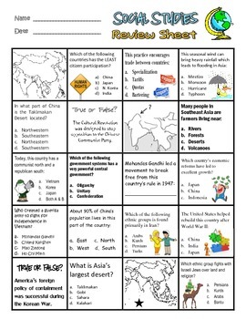 Georgia Social Studies 7th Grade Review Worksheet by Classroom Ninja