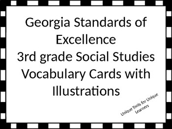 Preview of Georgia Standards of Excellence 3rd grade Social Studies Vocabulary Cards
