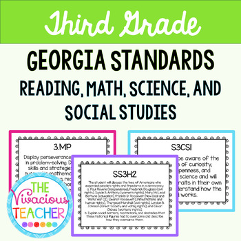 Preview of Georgia Standards of Excellence Bundle Third Grade Reading, Math, Science, SS