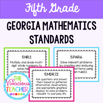 Preview of Georgia Mathematics Standards Posters for Fifth Grade