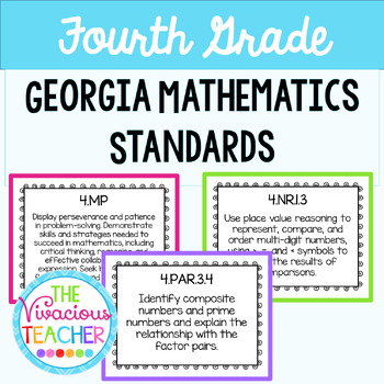 Preview of Georgia Mathematics Standards Posters for Fourth Grade