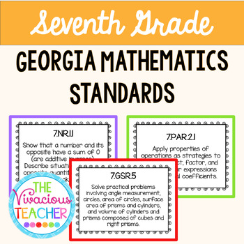 Preview of Georgia Mathematics Standards Posters for Seventh Grade
