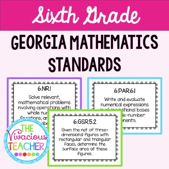 Preview of Georgia Mathematics Standards Posters for Sixth Grade