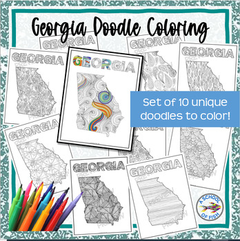 Preview of Georgia State Doodles Coloring Pages Set of 10