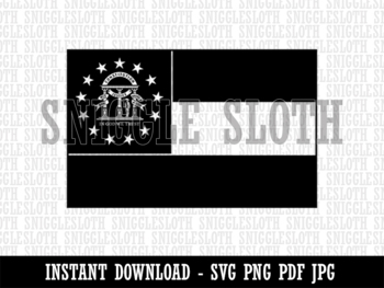 Georgia State Flag B&W Clipart Digital Download SVG PNG JPG Cut File