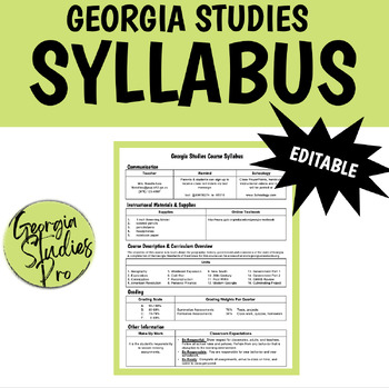 Preview of Georgia Studies Course Syllabus Editable