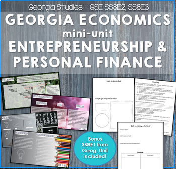 Preview of Georgia Studies Economics Unit - SS8E1, SS8E2, SS8E3 - Materials & Activities