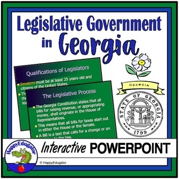 Preview of Georgia Studies - Legislative Branch of  Government PowerPoint