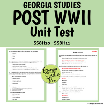 Preview of Georgia Studies Post WWII Test SS8H10 SS8H11 [Atlanta, Civil Rights Movement]