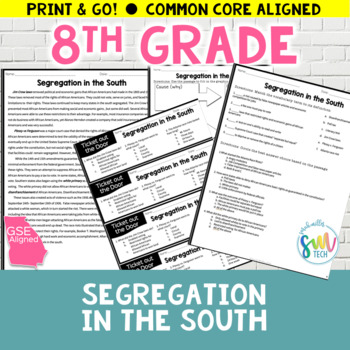 Preview of Georgia Studies: SEGREGATION in the SOUTH Reading Passage (SS8H7, SS8H7b) GSE