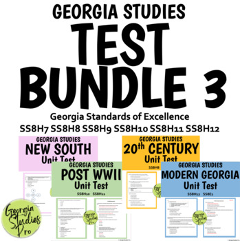 Preview of Georgia Studies Test Bundle 3 GSE SS8H7 SS8H8 SS8H9 SS8H10 SS8H11 SS8H12