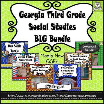 Preview of Georgia Third Grade Social Studies BIG Bundle (Meets New GSE's)