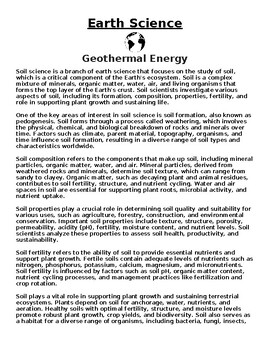 Preview of Geothermal Energy Article & Questions (Word Document)