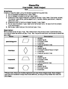 Preview of Geoville: Geometric shape homework project