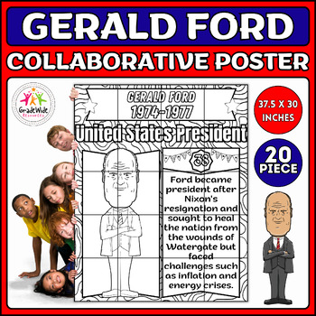 Preview of Gerald Ford Collaborative Coloring Poster Bulletin Board | Presidents' Day Craft