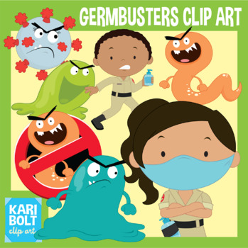 Preview of Germ Busters Germ Clip Art Bundle (With BONUS hand washing sequence art)