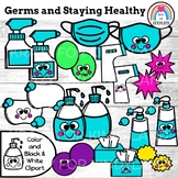 Germ Clipart {Mask, Tissues, Thermometer, Disinfectant, Sa