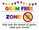 Germ Free Zone Wash your Hands Classroom Poster Health