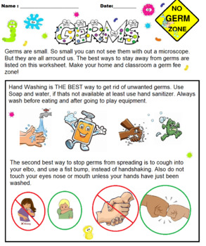Preview of Germ Safe Zone Worksheet