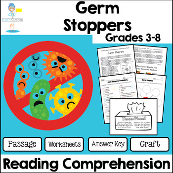 Preview of Germ Stoppers!  Reading Passage and Lesson on Germs
