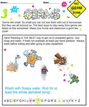 Preview of Germ Worksheet and Poster Package