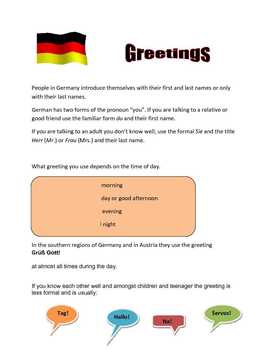 Preview of German 1: Greetings