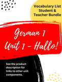 German 1 Unit 1 - Hallo! Vocabulary List (Student & Teache