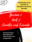 German 1 Unit 2- "Familie & Freunde" Vocab (Student & Teac