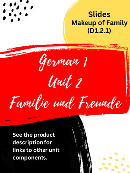 Preview of German 1 Unit 2 Slides - Familie und Freunde! Makeup of Family