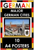 German - 10 A4 Posters GERMAN CITIES Classroom Decor