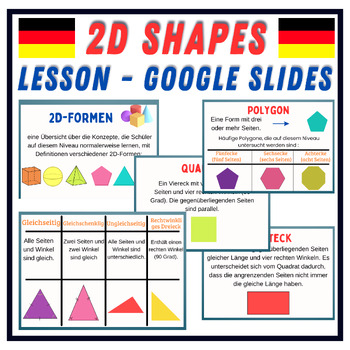 Preview of German 2D Shapes - Geometry - Math - Google Slides Lesson - Measurement
