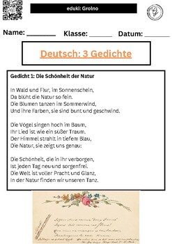 Preview of German 3 Interpret poems - Deutsch 3 Gedichte interpretieren