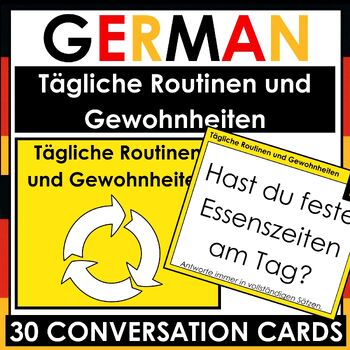 Preview of German - 30 Speaking / Conversation Cards - Daily Routines and Habits