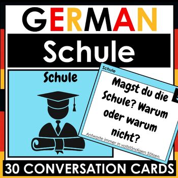 Preview of German - 30 Speaking / Conversation Cards - SCHULE