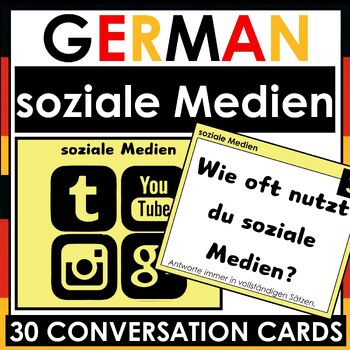 Preview of German - 30 Speaking / Conversation Cards - soziale Medien