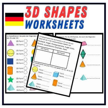 Preview of German 3D Shape - Geometry- 3D Shapes Worksheet- Activitie- 3D Shapes Exercises