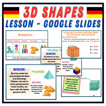 Preview of German 3D Shapes - Geometry - Math - Google Slides Lesson - Measurement