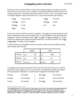 Preview of German A1 - Conjugating Verbs