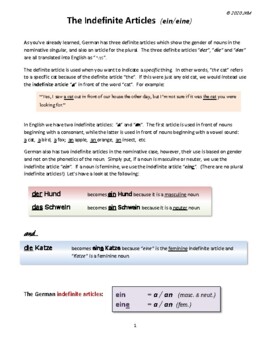 Preview of German A1 - Indefinite Articles (Nominative Case)