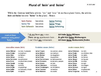 German A1 - Plural Nouns and Articles by JKM Language Docs