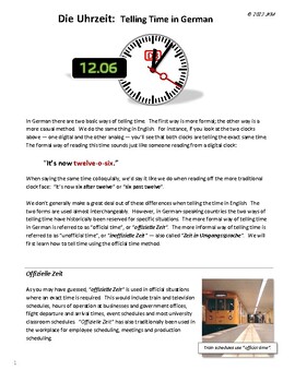 Preview of German A1 - Telling Time (Die Uhrzeit)