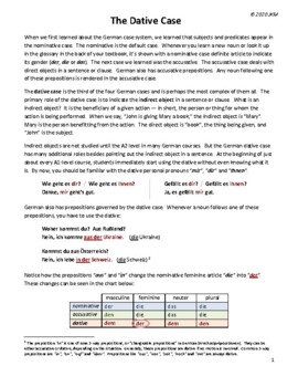 Preview of German A1 - The Dative Case