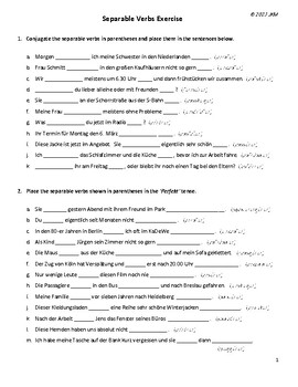 Preview of German A2 - Test: Separable Verbs